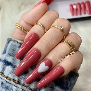 White Heart Custom Press On Nails | High Quality Nails | Handmade